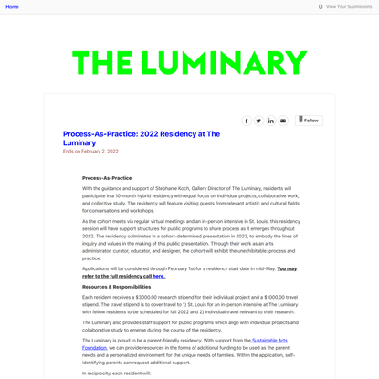 The Luminary - Process-As-Practice: 2022 Residency at The Luminary