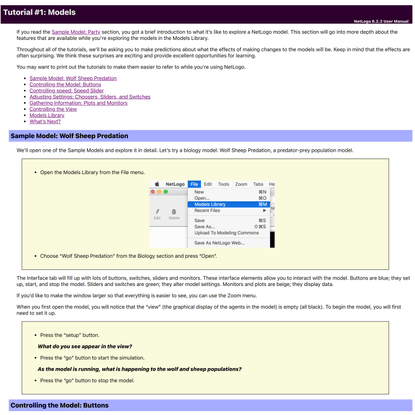 NetLogo 6.2.2 User Manual: Tutorial #1: Models