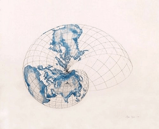 Isometric Systems in Isotropic Space—Map Projections: The Snail, 1979 | Agnes Denes