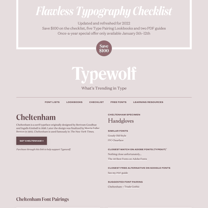 Cheltenham Font Combinations &amp; Free Alternatives · Typewolf