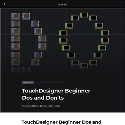 TouchDesigner Beginner Dos and Don'ts