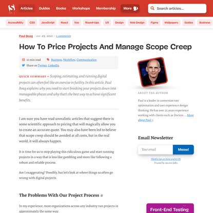 How To Price Projects And Manage Scope Creep — Smashing Magazine