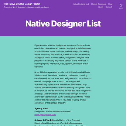 Native Designer List – The Native Graphic Design Project