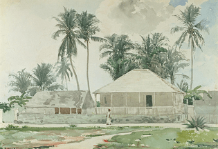 Winslow Homer (American, 1836-1910), Cabins, Nassau, 1885. Watecolor and pencil on paper.