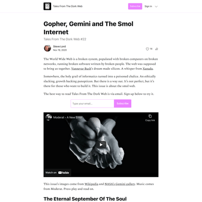 Gopher, Gemini and The Smol Internet