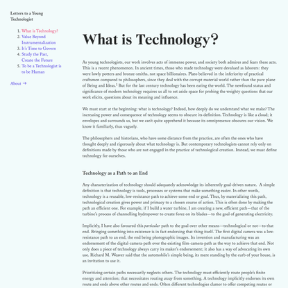 What is Technology? — Letters to a Young Technologist