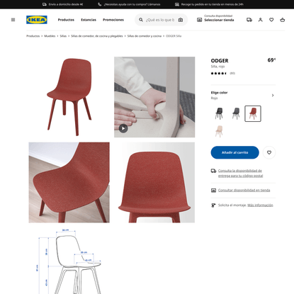 ODGER Silla, rojo - IKEA