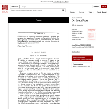 On Brute Facts on JSTOR