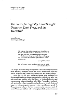 The Search for Logically Alien Thought: Descartes, Kant, Frege, and the Tractatus