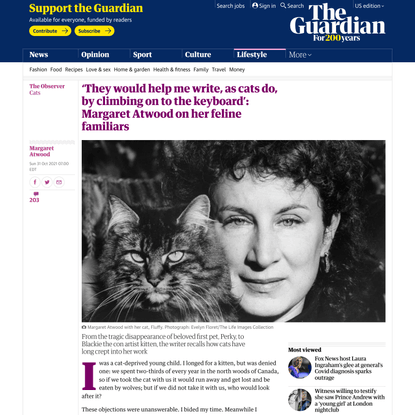 ‘They would help me write, as cats do, by climbing on to the keyboard’: Margaret Atwood on her feline familiars