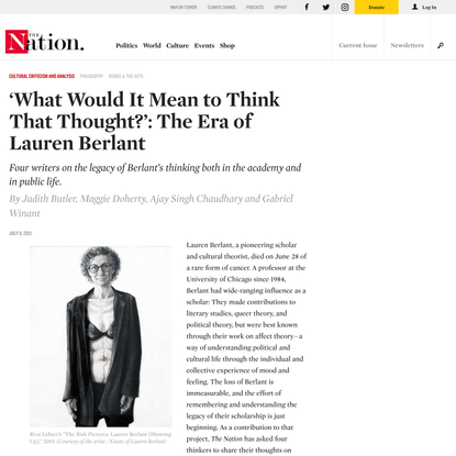 ‘What Would It Mean to Think That Thought?’: The Era of Lauren Berlant