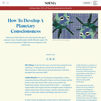 How To Develop A Planetary Consciousness | NOEMA