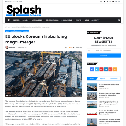 EU blocks Korean shipbuilding mega-merger - Splash247
