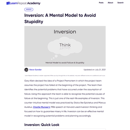 Inversion: A Mental Model to Avoid Stupidity - Learn Repeat Academy