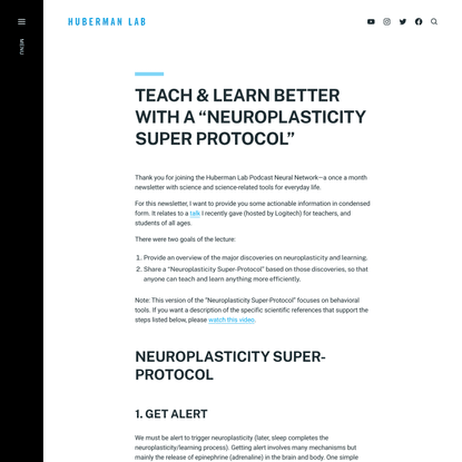 Teach &amp; Learn Better With A "Neuroplasticity Super Protocol" - Huberman Lab