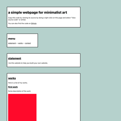 a simple webpage for minimalist art