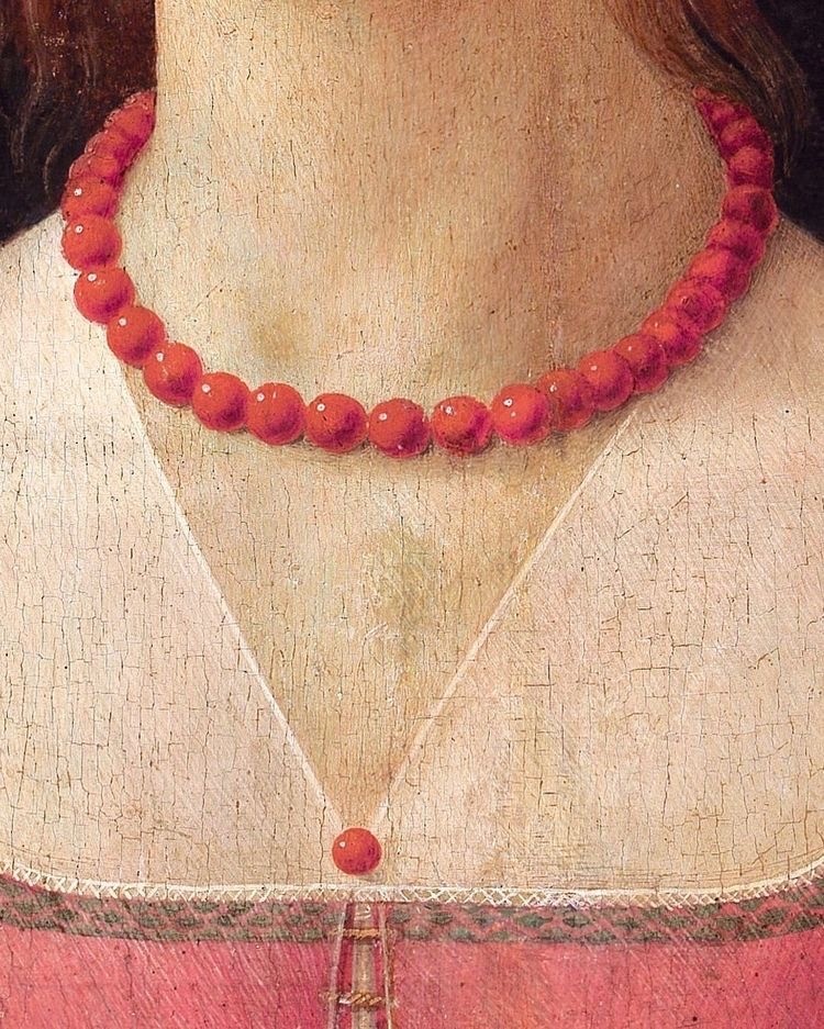 Detail: "Portrait of a Young Woman", Domenico Ghirlandaio, ca. 1490 
