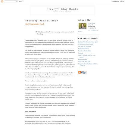 Stevey’s Blog Rants: Rich Programmer Food