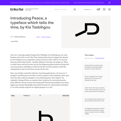 Introducing Peace, a typeface which tells the time, by Kia Tasbihgou