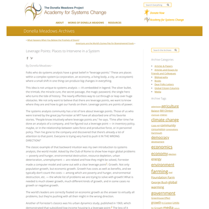 Leverage Points: Places to Intervene in a System