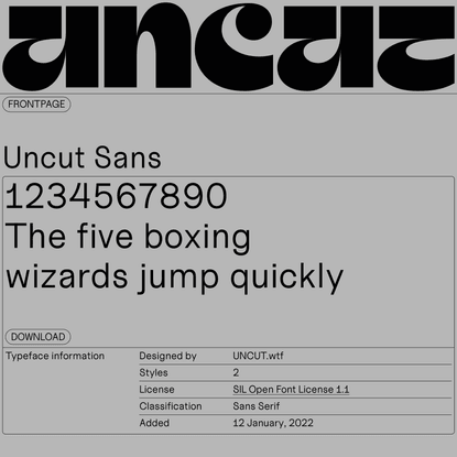 Uncut Sans — UNCUT, libre typeface catalogue