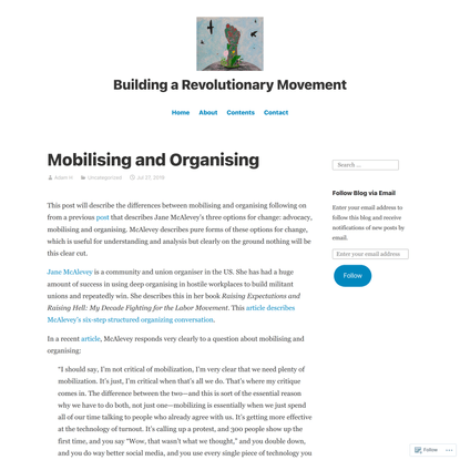 Mobilising and Organising