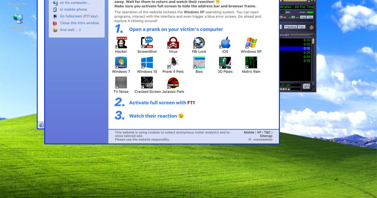 Geek Prank - Windows XP and Other Online Pranks | Are.na