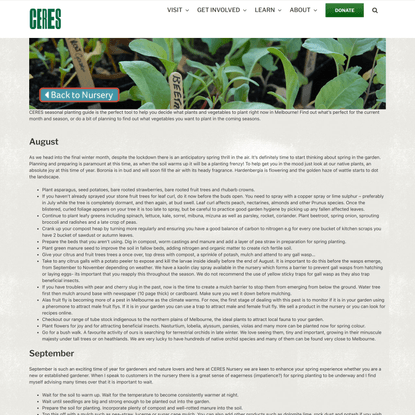 Seasonal Advice &amp; Planting Guide Melbourne | CERES