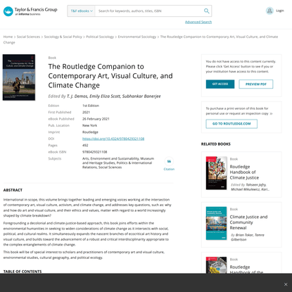 The Routledge Companion to Contemporary Art, Visual Culture, and Clima