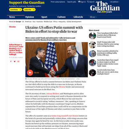Ukraine: US offers Putin summit with Biden in effort to stop slide to war