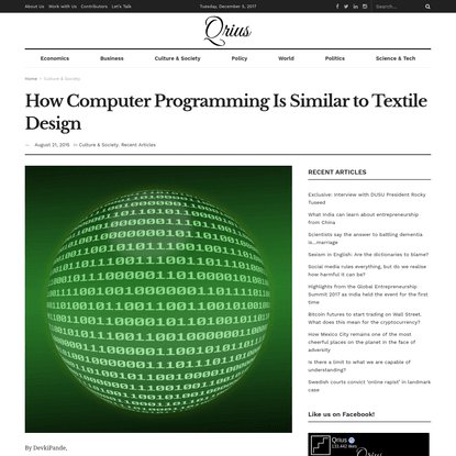 How Computer Programming Is Similar to Textile Design