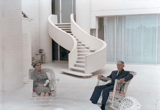 Paul Rudolph's parents visiting the Wallace Residence in Athens, Alabama designed by Paul Rudolph in 1961.