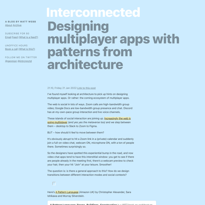Designing multiplayer apps with patterns from architecture
