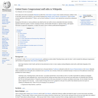 United States Congressional staff edits to Wikipedia - Wikipedia