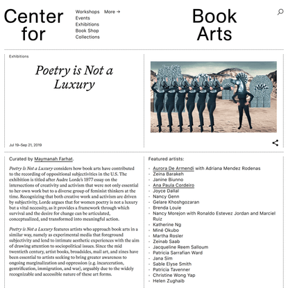 Poetry is Not a Luxury - Center for Book Arts