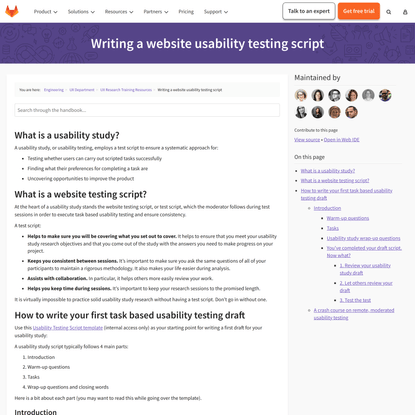 Writing a website usability testing script