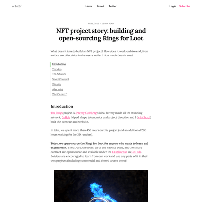 NFT project story: building and open-sourcing Rings for Loot