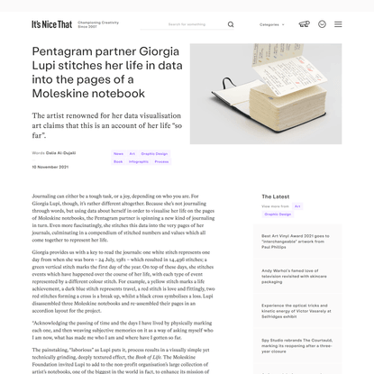 Pentagram partner Giorgia Lupi stitches her life in data into the pages of a Moleskine notebook