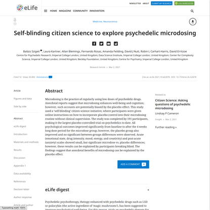 Self-blinding citizen science to explore psychedelic microdosing
