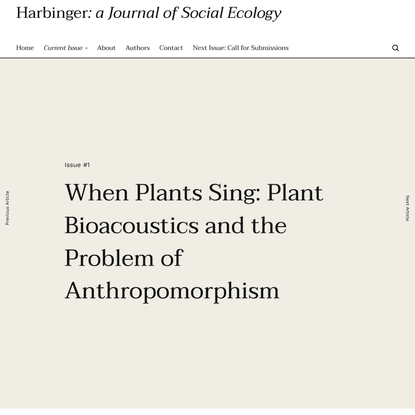 When Plants Sing: Plant Bioacoustics and the Problem of Anthropomorphism - Adam Michael Krause