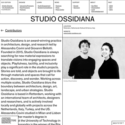 Studio Ossidiana « Current Edition « Chicago Architecture Biennial