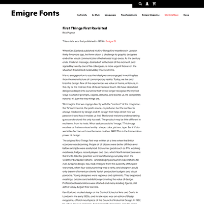 Emigre: Essays - First Things First Revisited