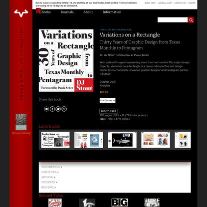 Variations on a Rectangle Thirty Years of Graphic Design from Texas Monthly to Pentagram By DJ Stout. Introduction by Paula ...