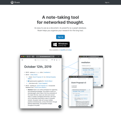 Roam Research – A note taking tool for networked thought.