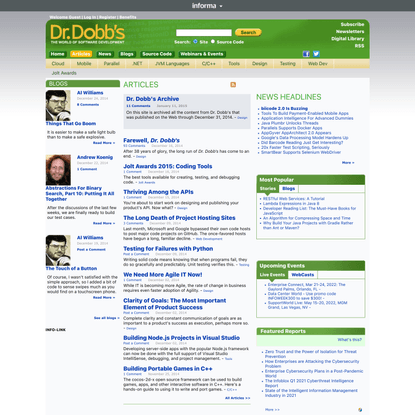 Dr. Dobb’s | Good stuff for serious developers: Programming Tools, Code, C++, Java, HTML5, Cloud, Mobile, Testing