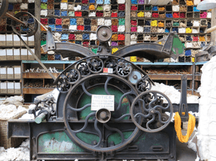 Photo of a carding machine used as an inspiration for the 2020 Dorset Arts & Crafts Association member challenge. Photo by Celia Morris.