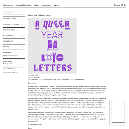 Queer Year of Love Letters | LIBRARYSTACK∎
