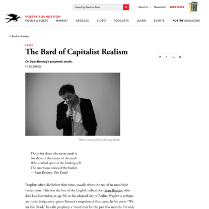 The Bard of Capitalist Realism by Ed Simon | Poetry Foundation