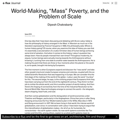 World-Making, “Mass” Poverty, and the Problem of Scale - Journal #114 December 2020 - e-flux