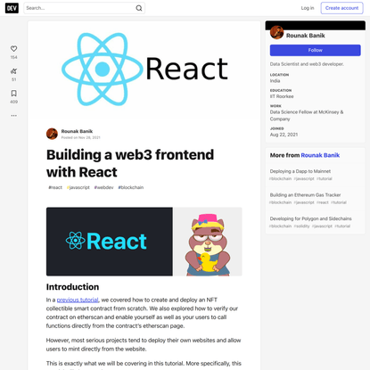 Building a web3 frontend with React